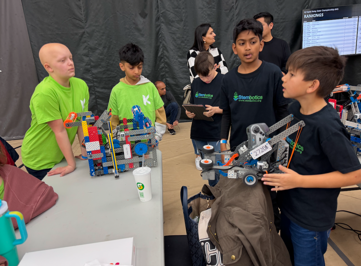Students working on a robotics project