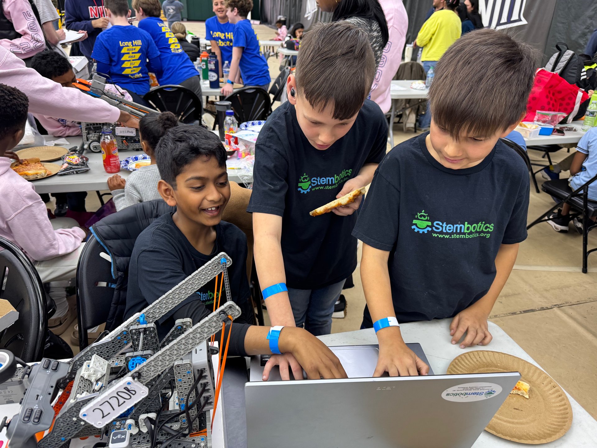 Students learning robotics